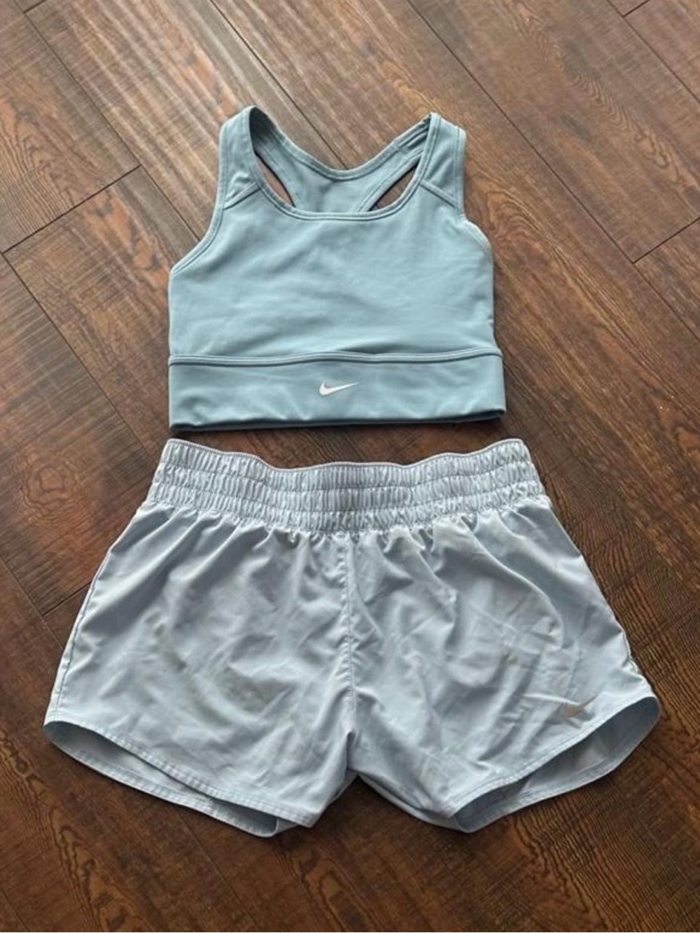 Nike Dryfit  Baby Blue Sports Bra with  Light Blue Shorts